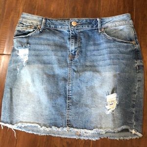 Maurice’s Distressed Mini Blue Jean Skirt
